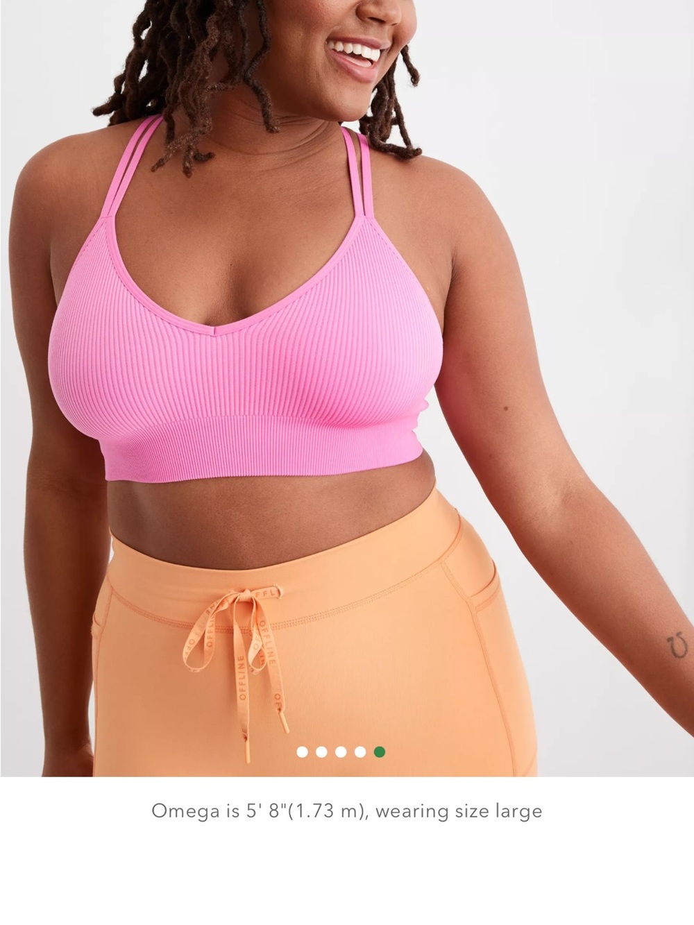 aerie Ribbed V-Neck Seamless Bralette — Pink